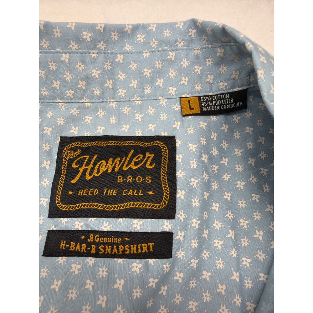 Howler Brothers Mens H Bar B SnapShirt Lockhart Floral Pool Blue Large NWT - Picture 7 of 9